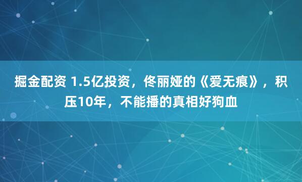 掘金配资 1.5亿投资，佟丽娅的《爱无痕》，积压10年，不能播的真相好狗血